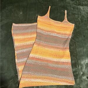 Striped Knit Maxi Dress in Yellow and Tan